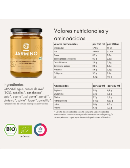 Caldo de Huesos de Pollo BIO 350ml Jarmino Caldo de Huesos de Pollo BIO 350ml Jarmino